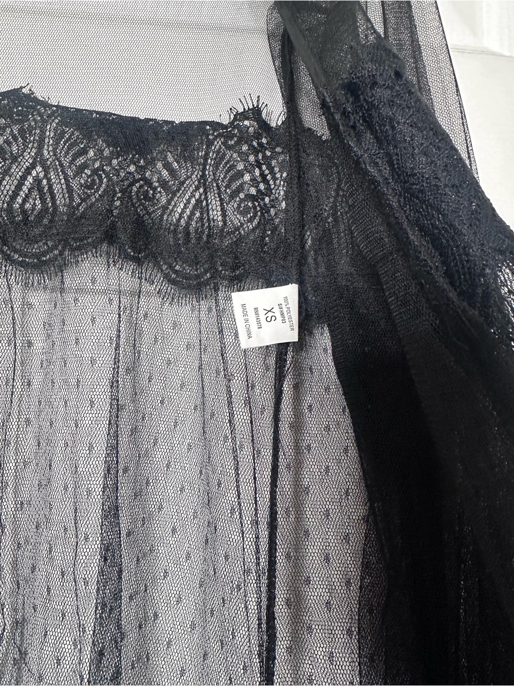 Sheer Ruffled Lace Long Robe/Duster - Black - Picture 6 of 9